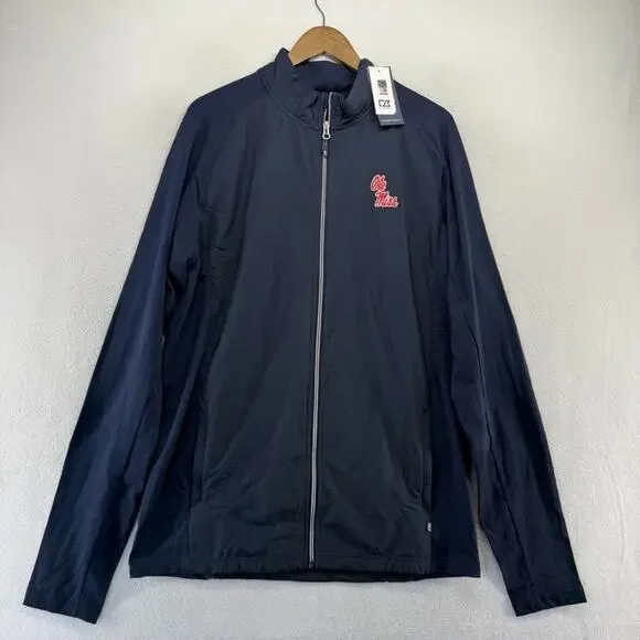 Ole Miss Jacket Men's Large Tall Blue Full Zip Performance Tech Rebels NEW - Picture 2 of 8